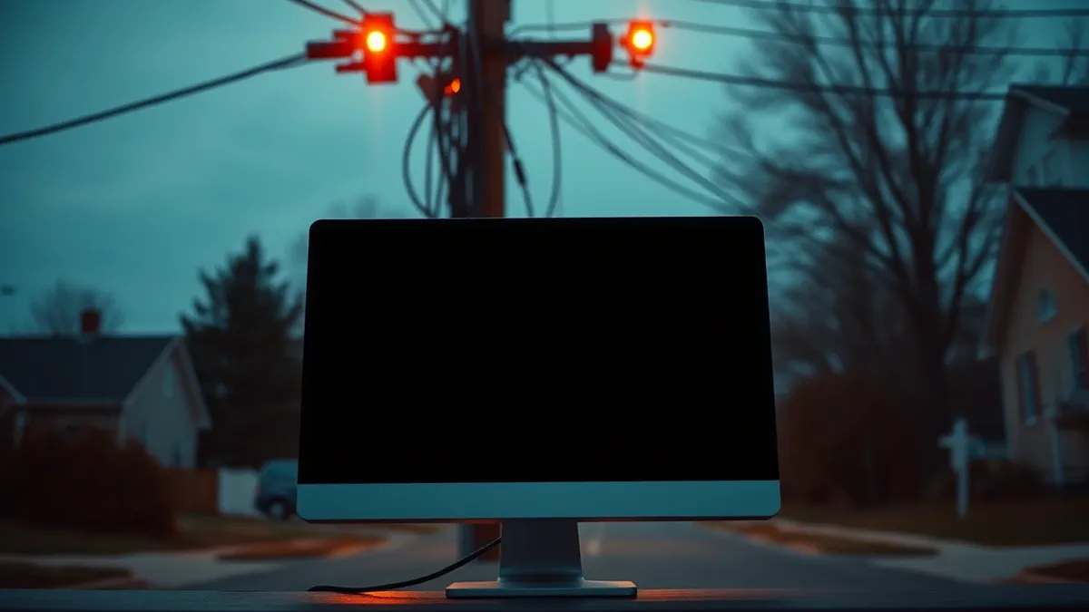 Illustration: A generic desktop computer monitor displays a blank screen with abstract red warning icons.