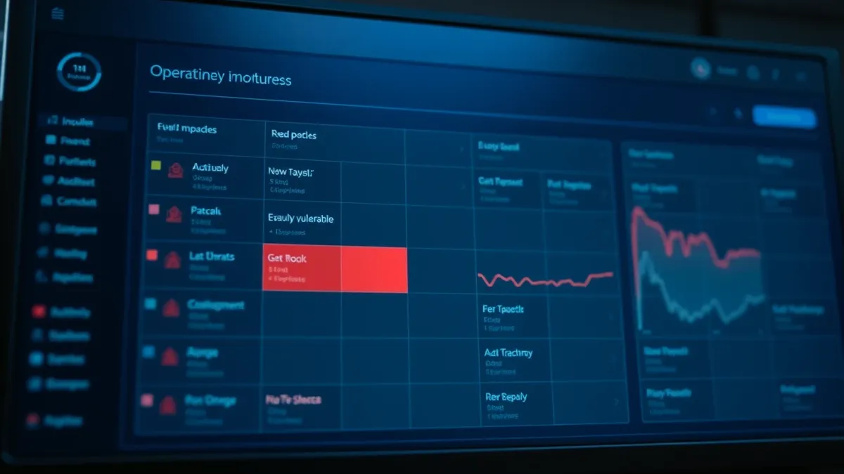 Illustration: A digital dashboard displays a grid of software modules.
