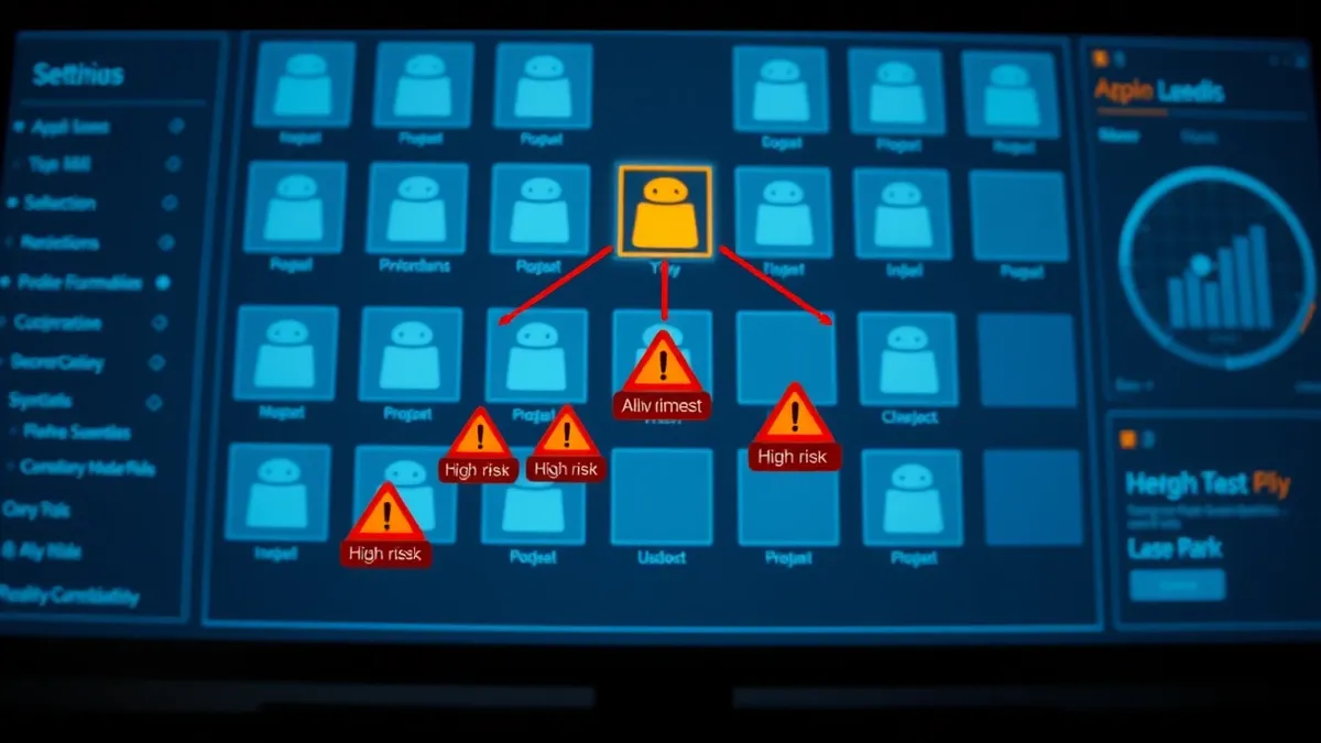 Illustration: A digital dashboard displays a grid of blank application icons connected by thin lines to a central processing node.