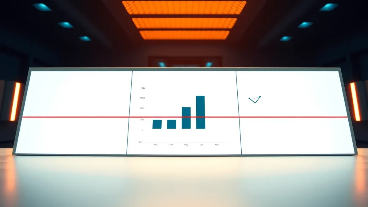 Illustration: A blank white dashboard displays three empty bar charts and a single abstract geometric icon.