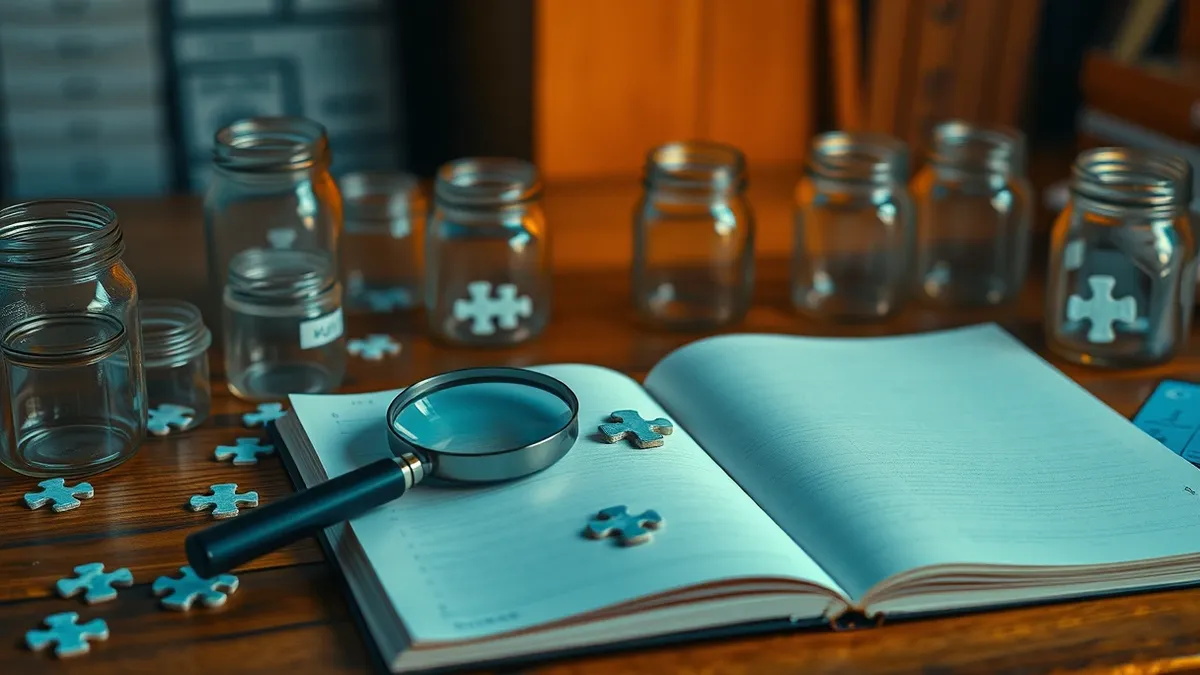 Illustration: A wooden desk holds a large, open notebook filled with blank pages.