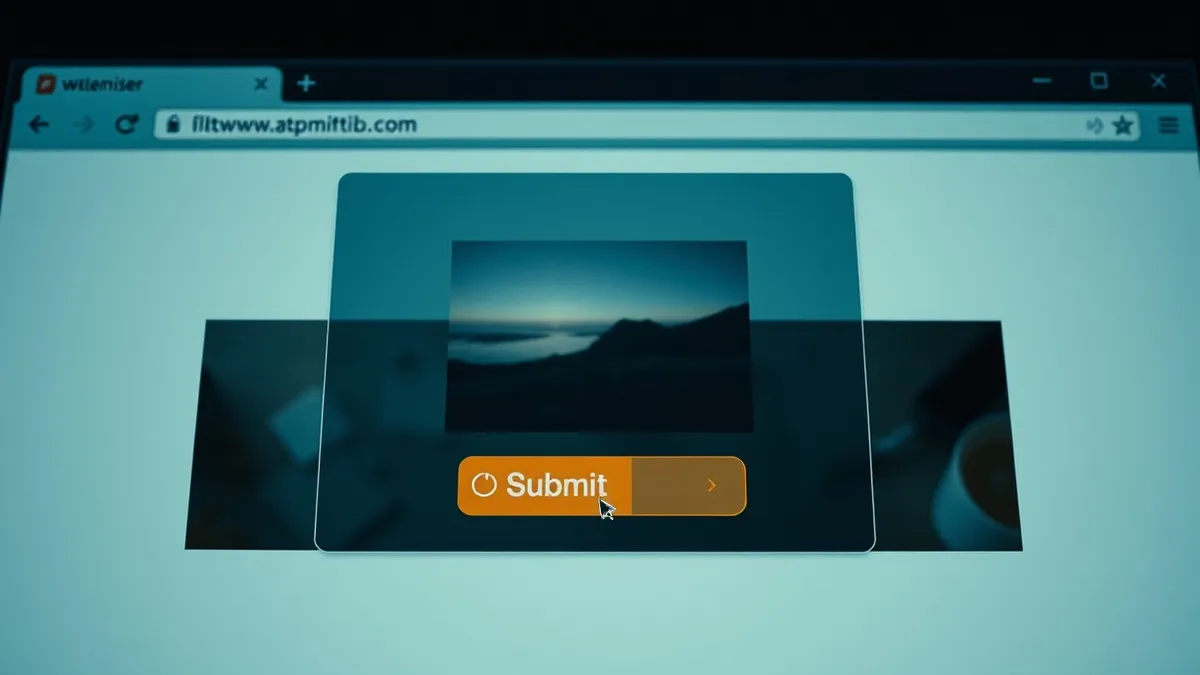 Illustration: A transparent overlay sheet rests atop a browser window, hiding the real buttons beneath.