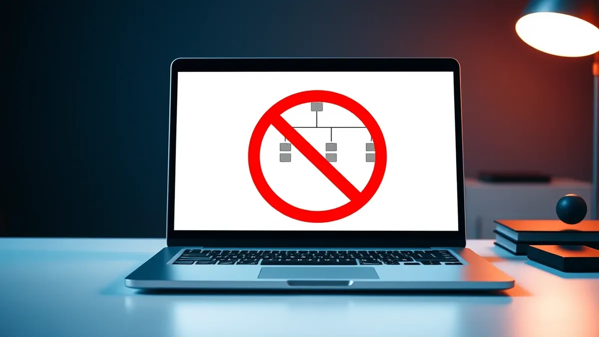 Illustration: A sleek silver laptop sits on a clean white desk, its screen displaying a simplified diagram of a document tree.