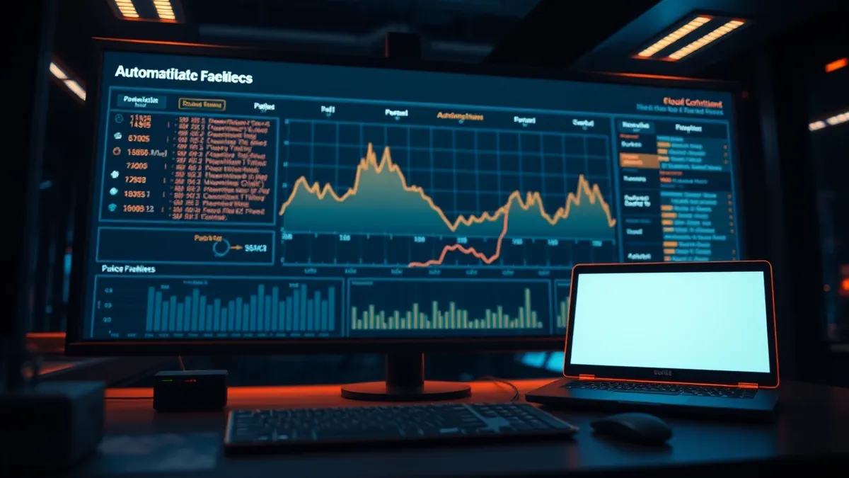 Illustration: A cloud infrastructure dashboard displays a sudden spike in anomalous network traffic across interconnected nodes.